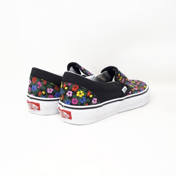 Vans Classic Slip On Floral Black White Shoe Sneaker Womens Size Skate Authentic - Picture 5 of 11